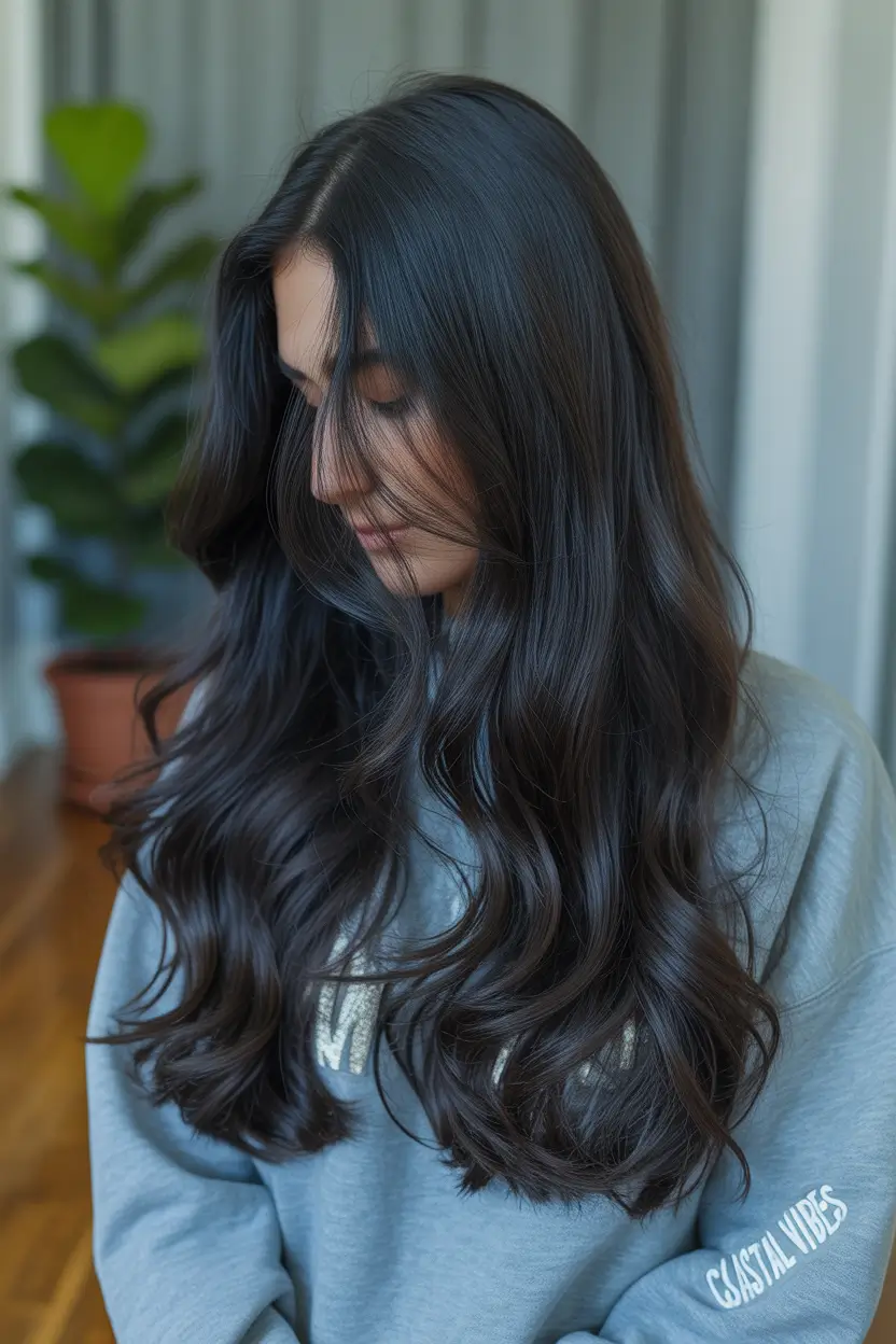 Dark Fall hair color ideas for black hair Glossy Dark Roast for Pure Sophistication