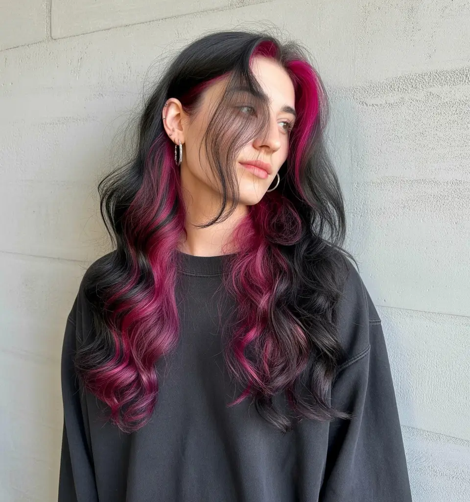 Fall hair color ideas for black hair Pink Currents on Black Velvet