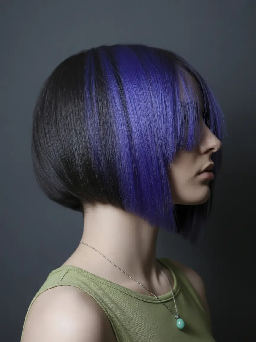 Fall hair color ideas for black hair Ultraviolet Sleek Bob