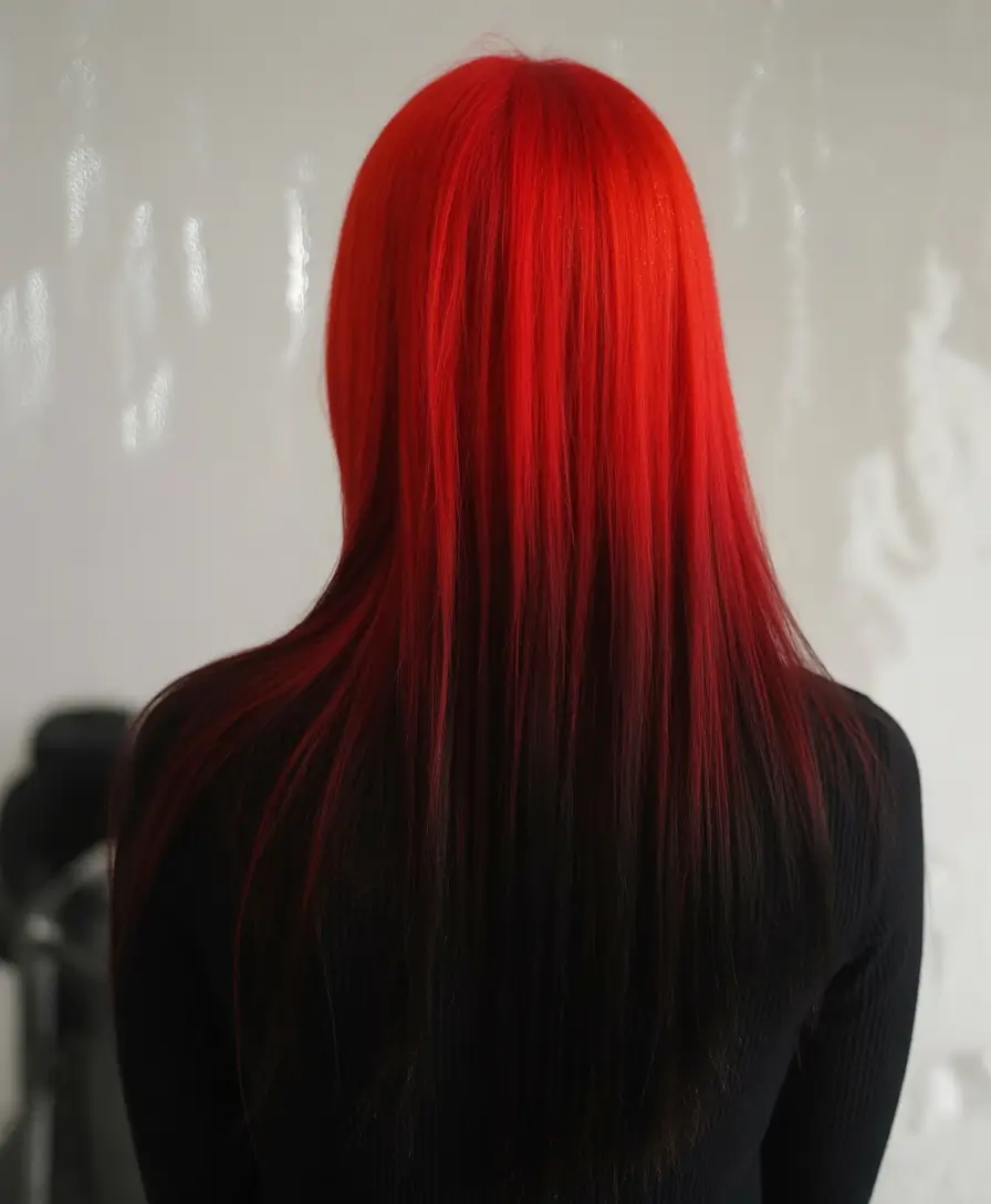 Fall hair color ideas for black hair Fire Fade Red Melt