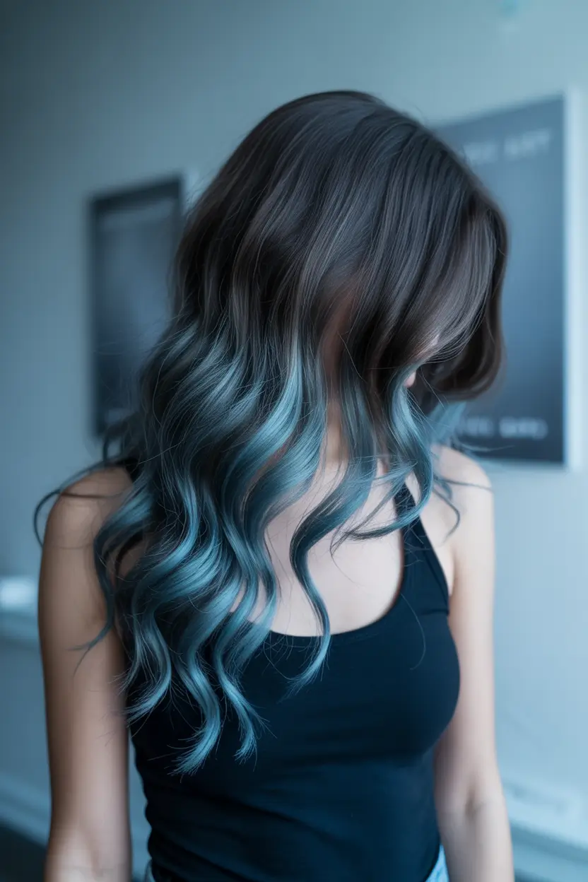 Fall hair color ideas for black hair Teal Ends with a Whisper