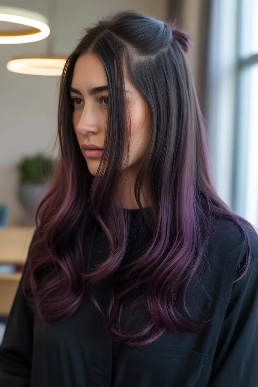 Natural purple Fall hair color ideas for black hair Dark Amethyst Ends for a Fall Fantasy
