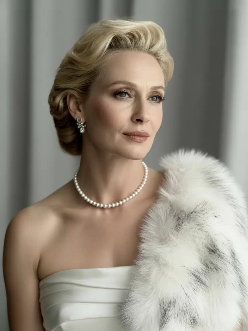 Fall hairstyles for women over 40 Soft Swept-Back Elegance