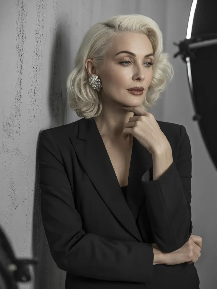 Fall hairstyles for women over 40 Modern Blonde Power Bob