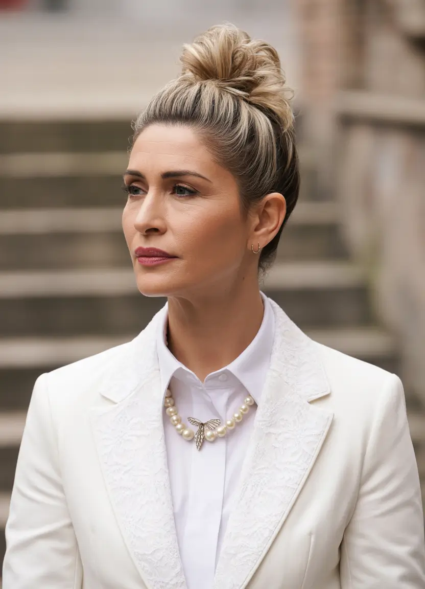 Fall hairstyles for women over 40 Upswept Elegance With Texture