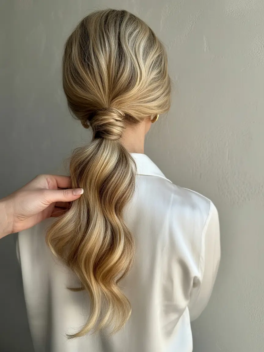 Fall hairstyles for women over 40 Soft Waves With Wrapped Ponytail