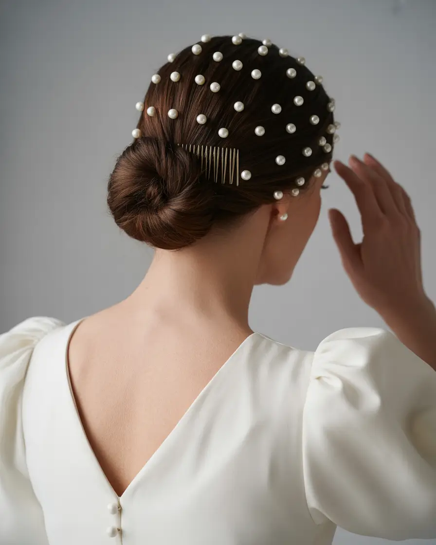Fall hairstyles for women over 40 Pearl-Adorned Romance for Formal Evenings
