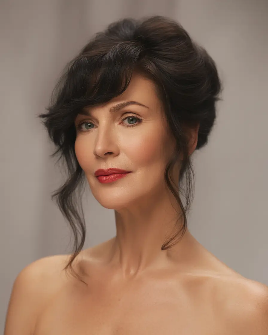 Fall hairstyles for women over 40 Grown-Up Vintage Waves with Soft Bangs