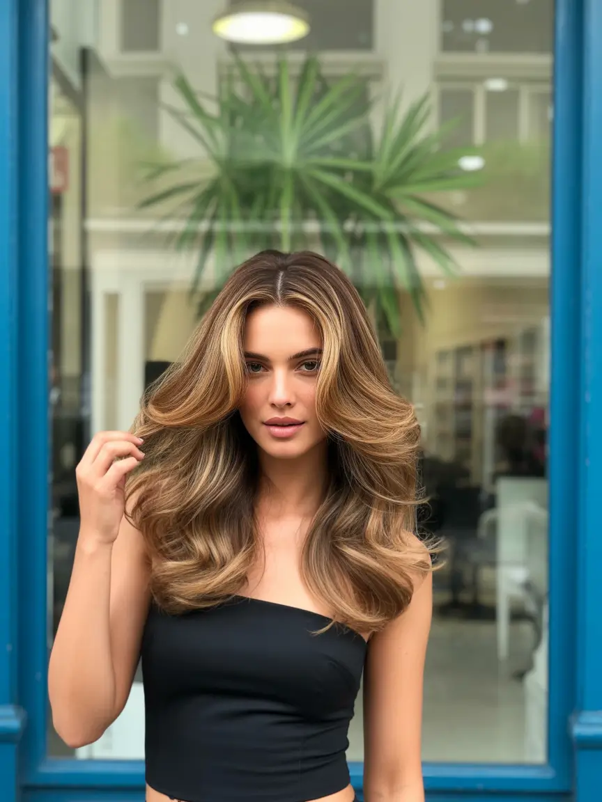 caramel autumn fall hair colors Golden Volume with a Luxe Caramel Glow