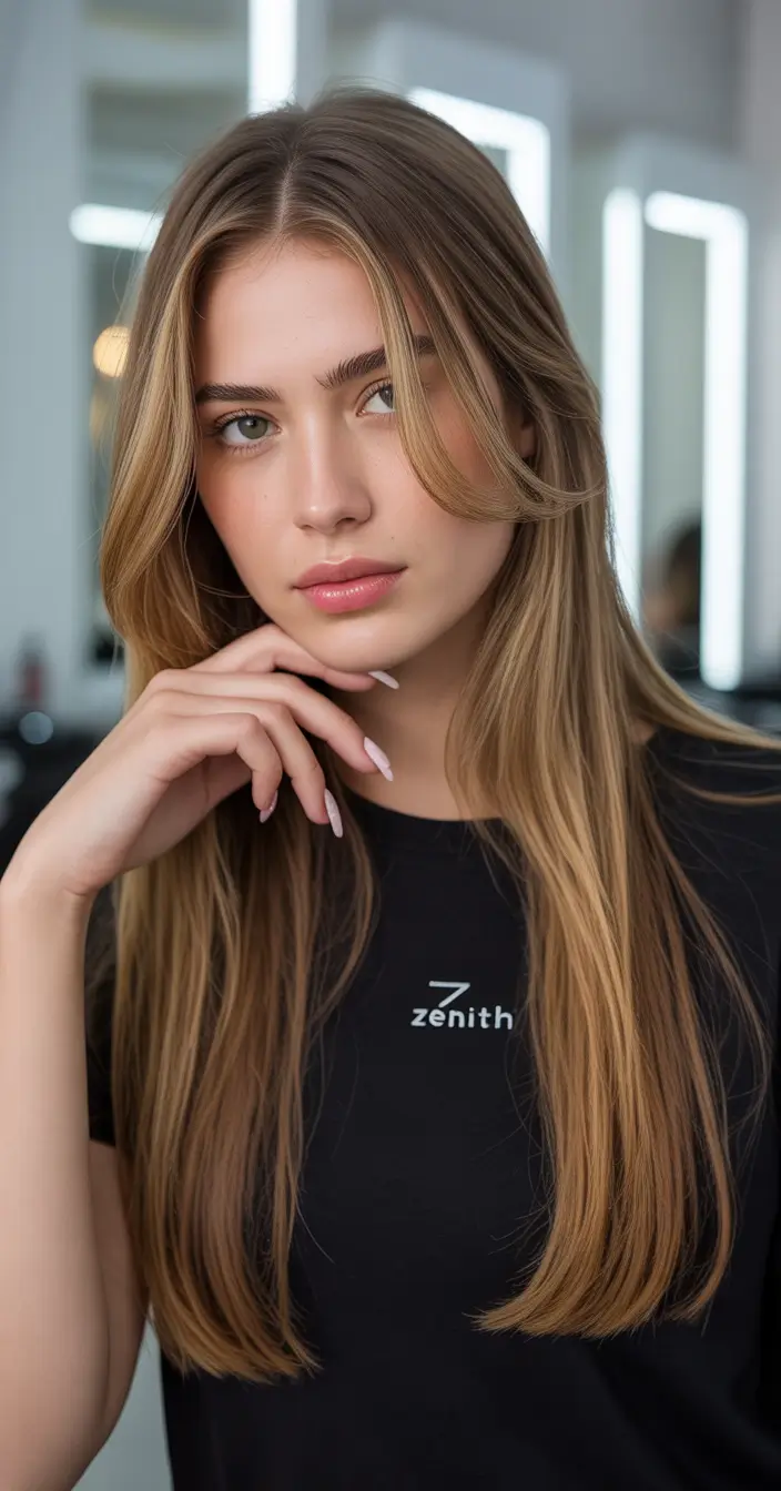 caramel autumn fall hair colors Espresso-Toffee Sleek Curtain Layers