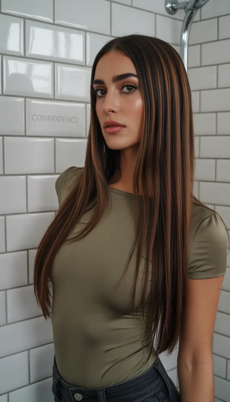 caramel autumn fall hair colors Sleek Cinnamon Strands with Graphic Precision