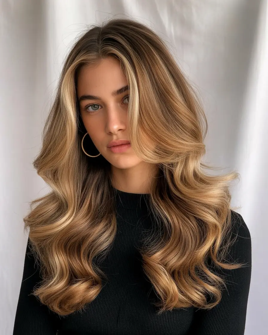 caramel autumn fall hair colors Buttery Blonde Volume with Soft Retro Shape