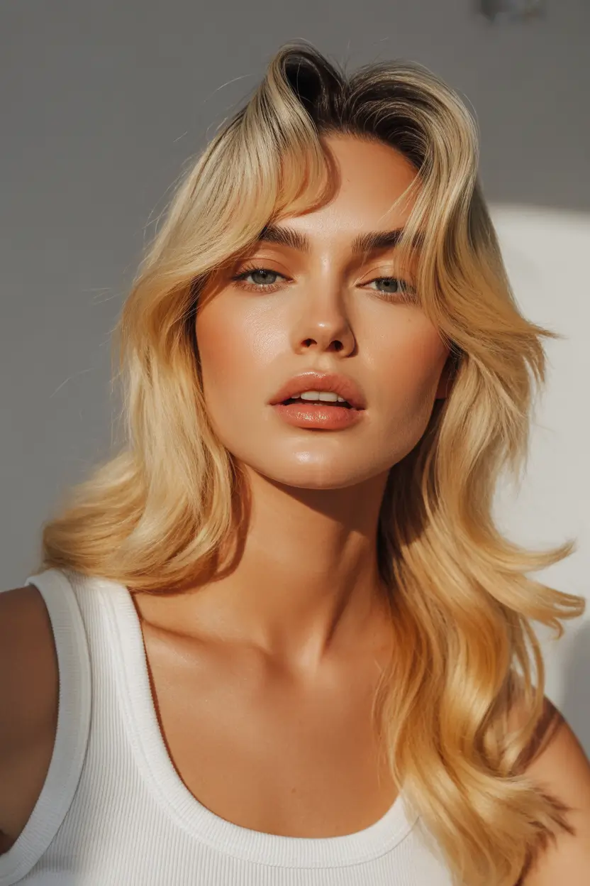 caramel autumn fall hair colors Feathered Butter Blonde Layers