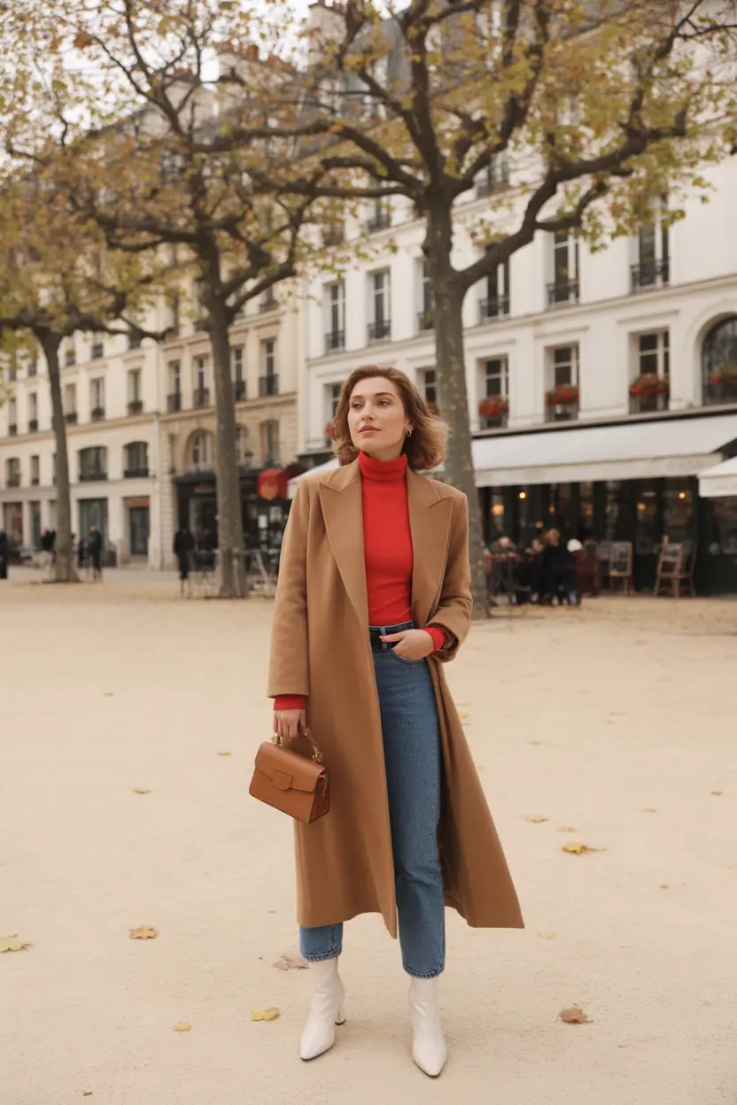fall outfits with jeans Classic Camel With a Parisian Twist