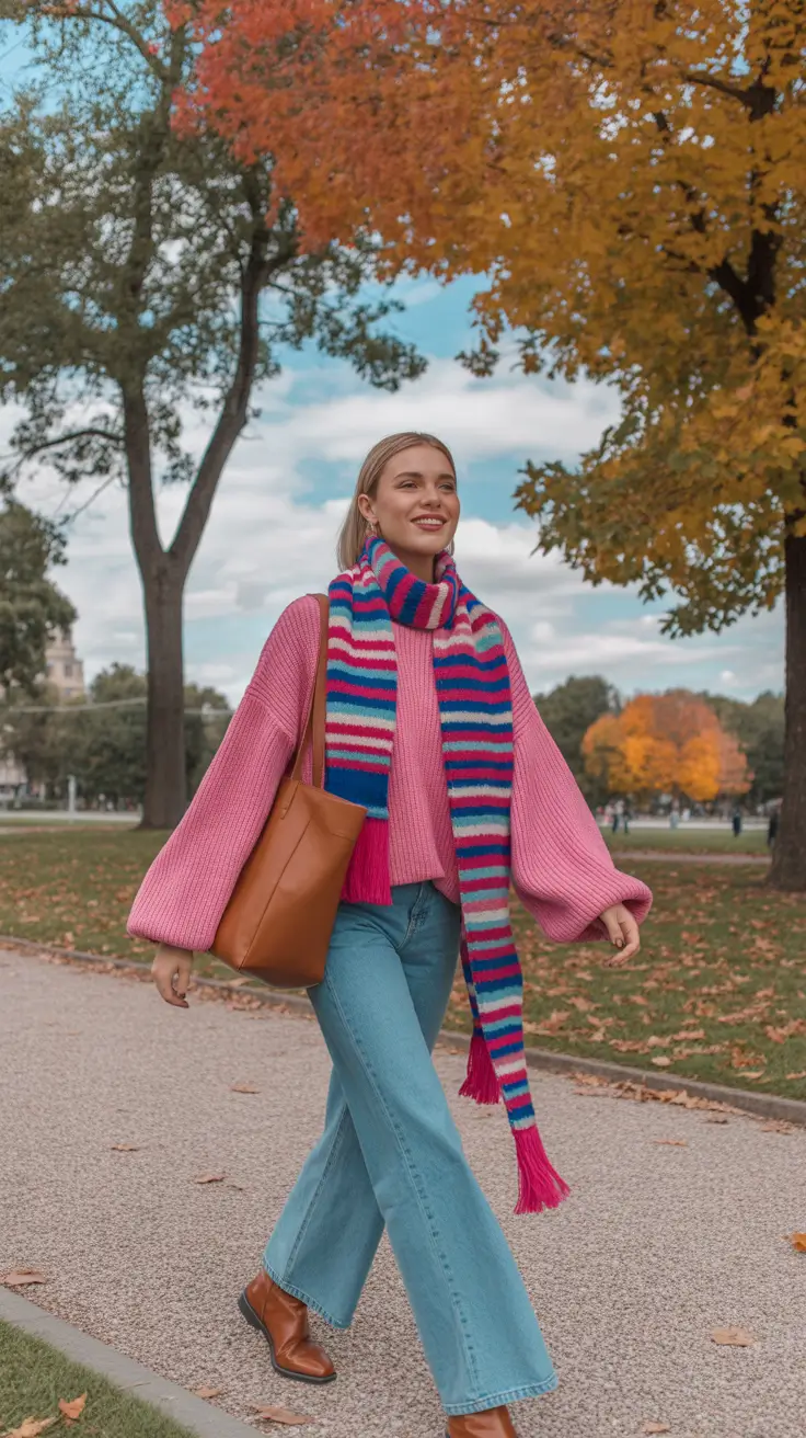 cozy Walk in the Park With Pink & Denim