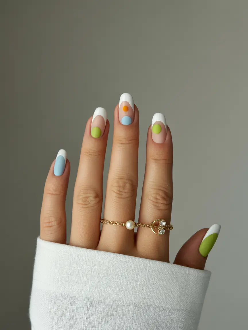 French Tip Color Pop Short Nail Art Early Fall 2025