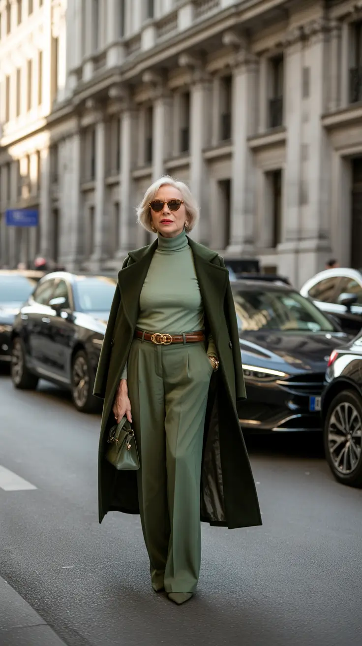 fall outfits for women over 60 Sage Green Power Set