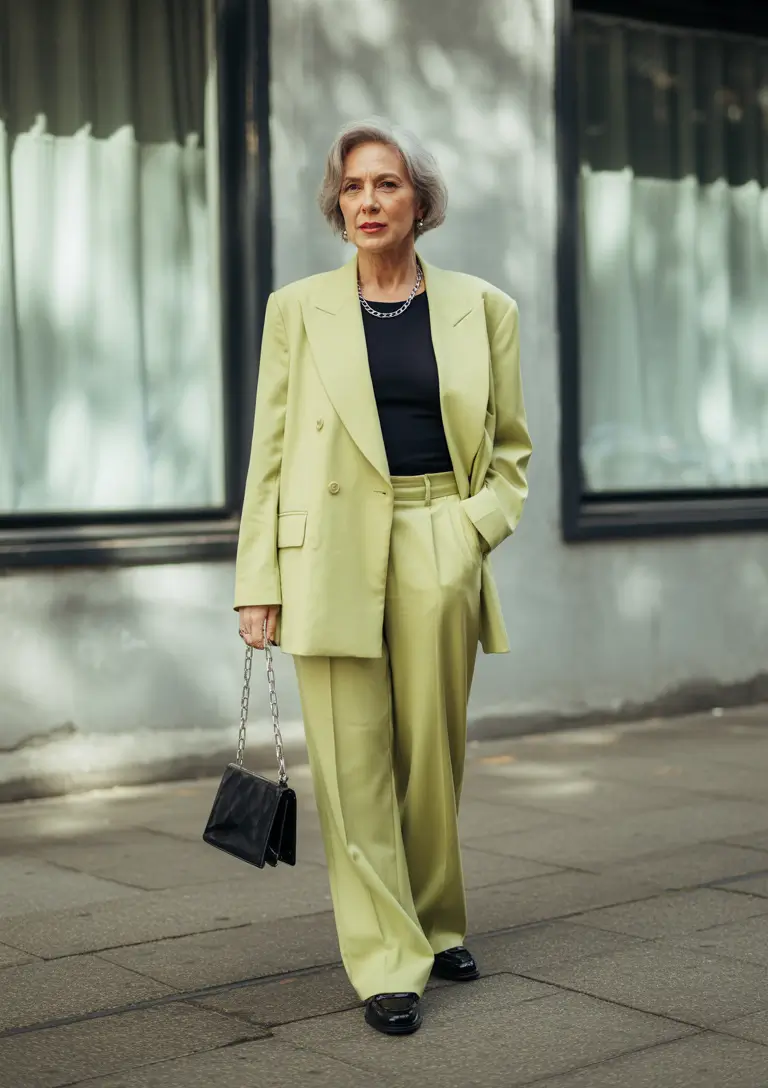 fall outfits for women over 60 Citrus Suiting With Urban Cool