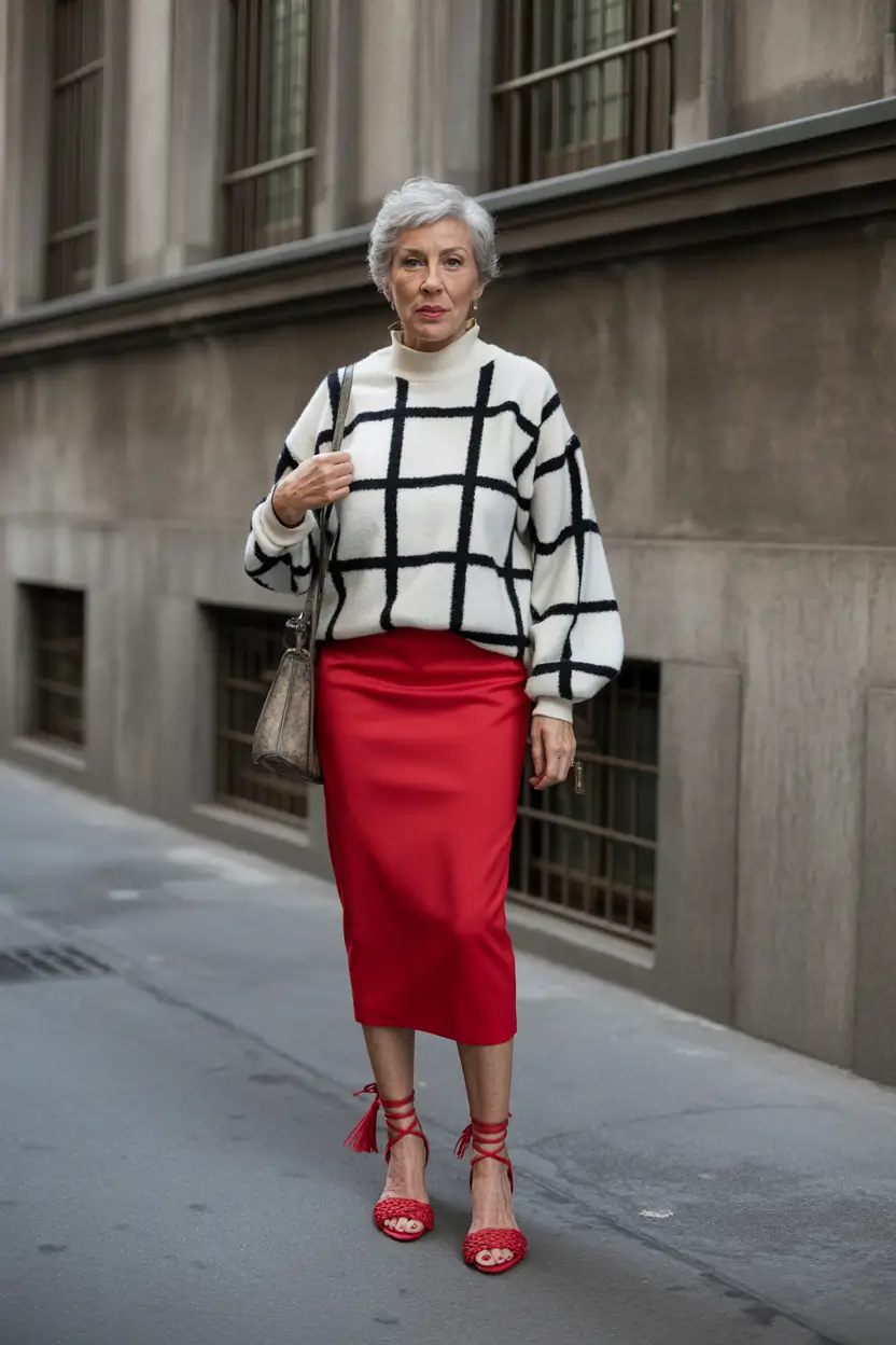 fall-outfits-for-women-over-60-Bold-Grid-Bold-Red