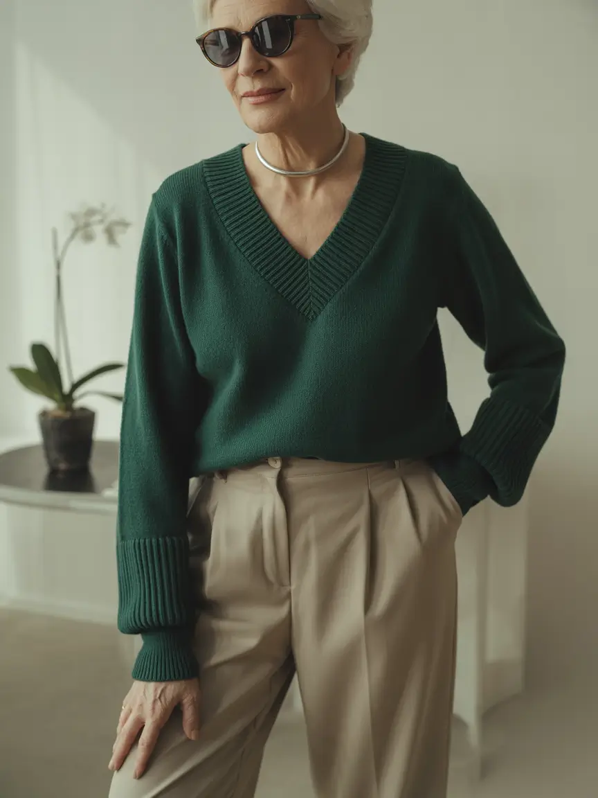 fall outfits for women over 60 Classic Neutrals With a Twist