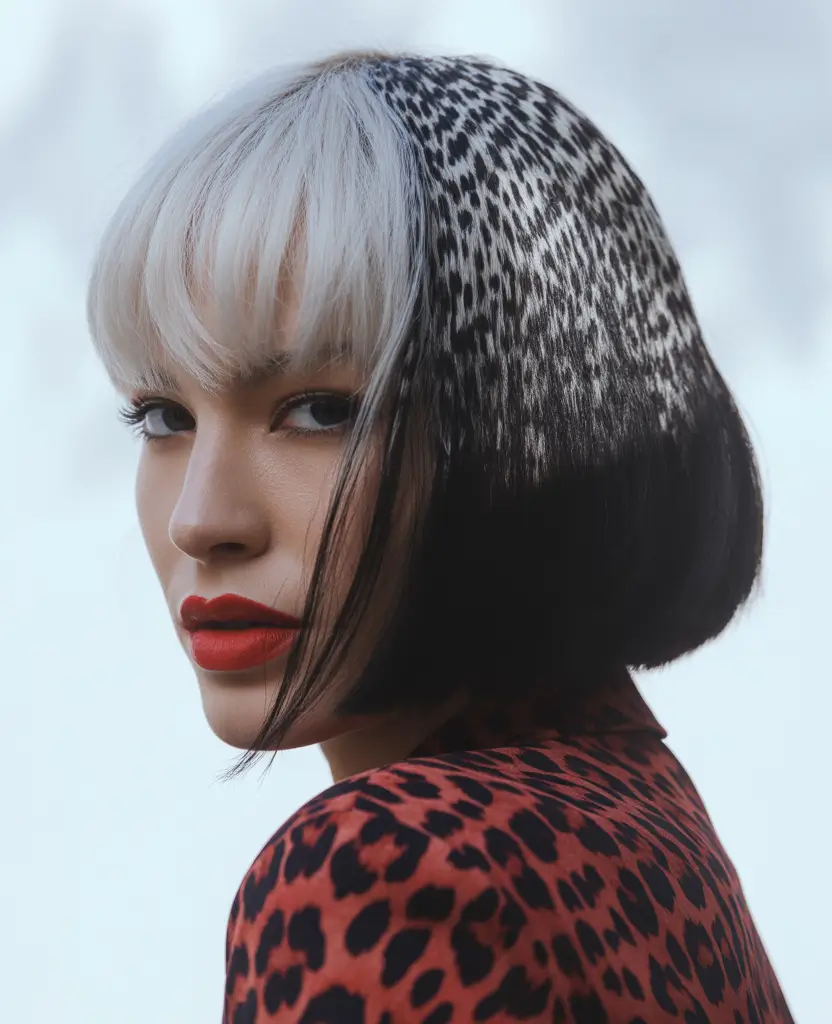cute fall hair colors 2025 Snow Leopard Bob with Precision Power
