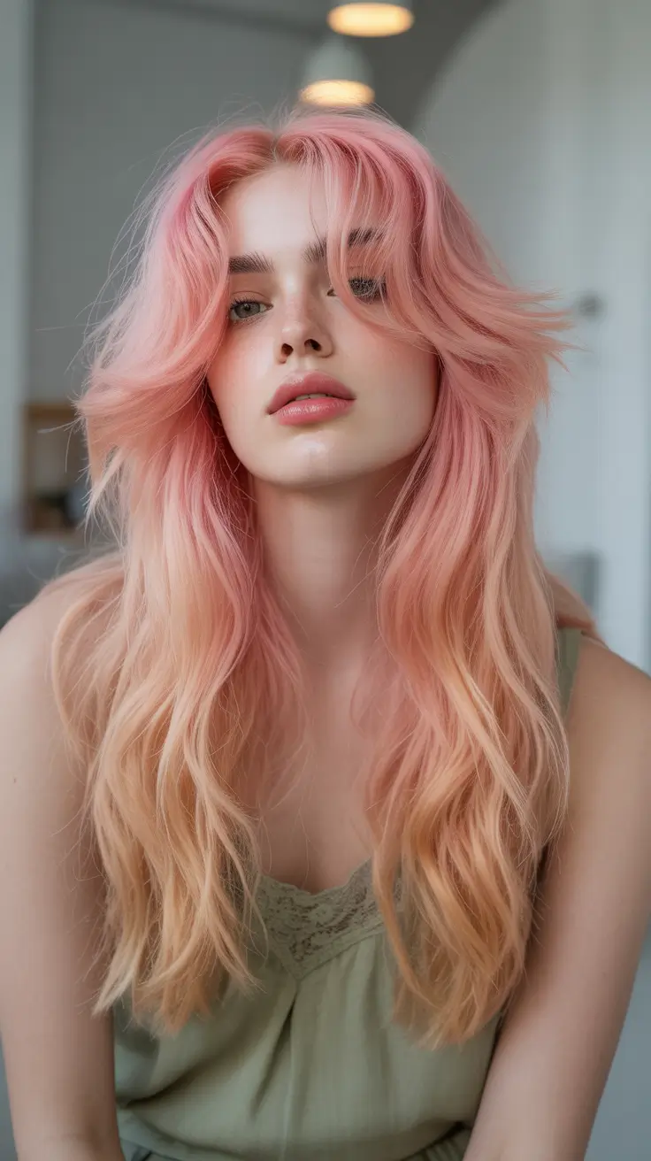 cute fall hair colors 2025 Peachy Waterfall Layers for the Cozy Goddess