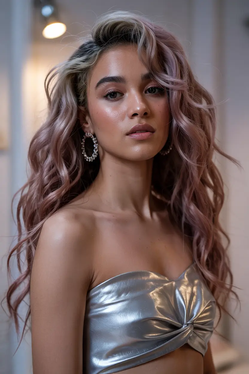 cute fall hair colors Rose Quartz Volume Curls