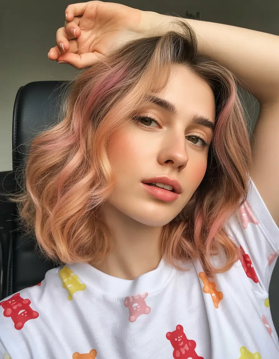cute fall hair colors 2025 Peach Blush Bob That’s Equal Parts Sweet and Chic