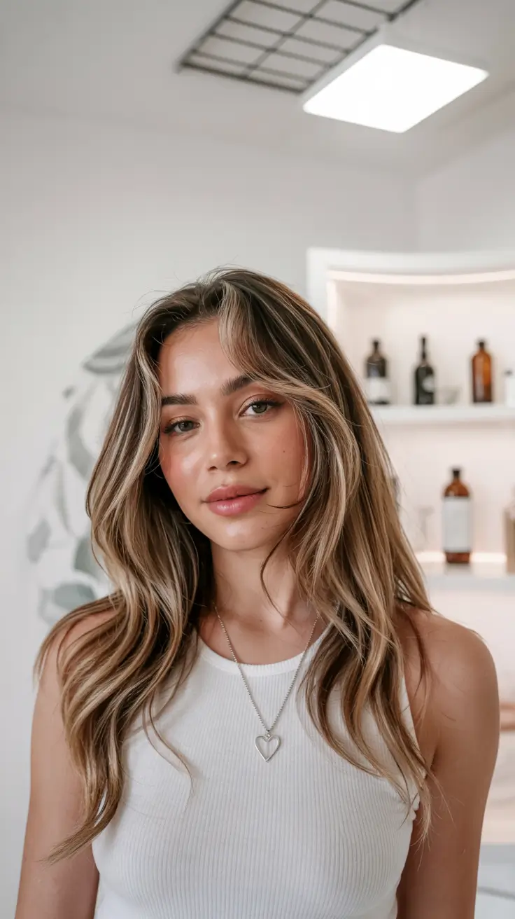 dark brown fall hair colors Golden Brunette with Balayage Veils