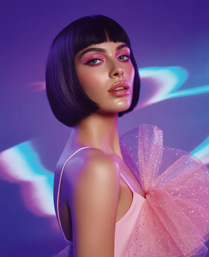 dark brown fall hair colors Sleek Violet Black Bob