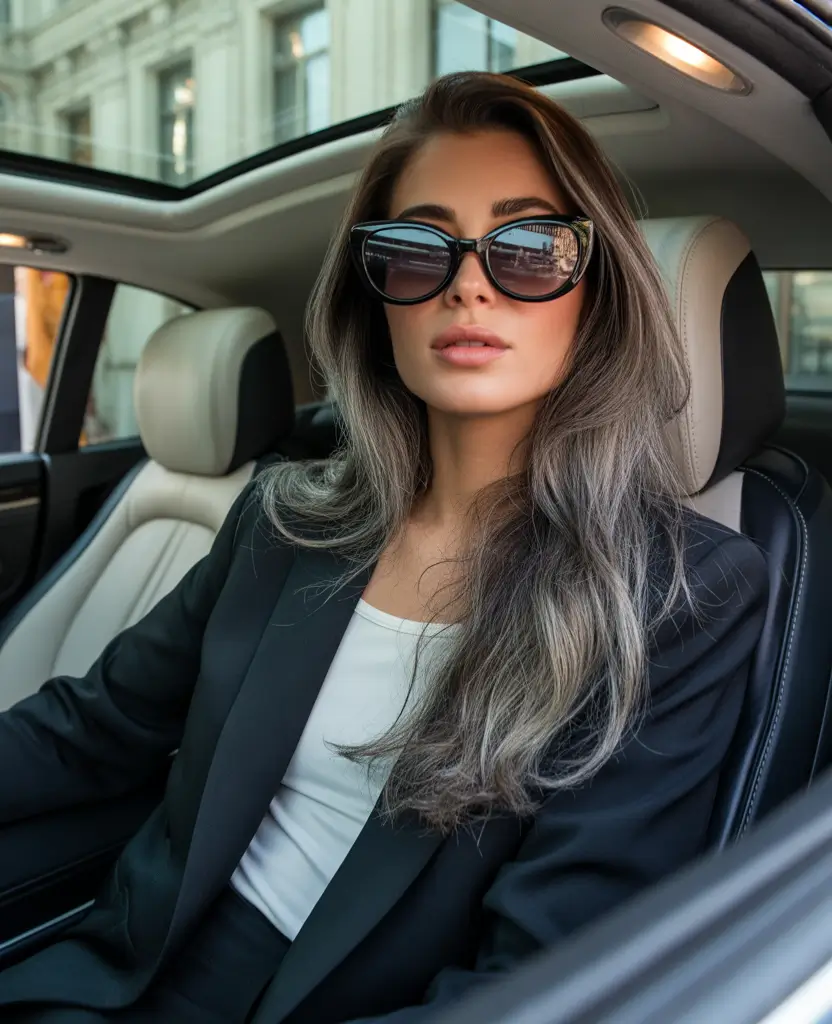 dark brown fall hair colors Steel Smoke Fade with Luxe Dark Dimension