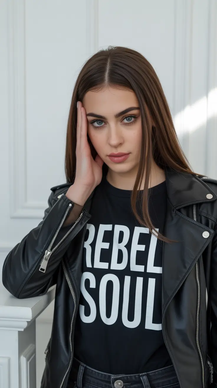 dark brown fall hair colors Polished Chestnut Sleek with Rebel Vibes