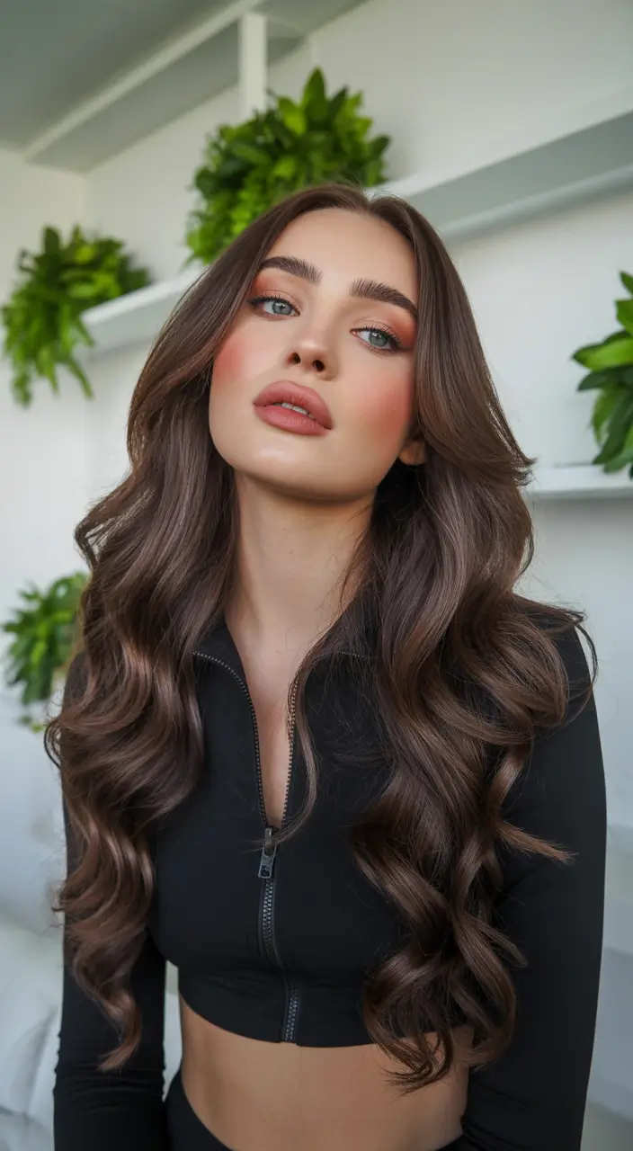 dark brown fall hair colors Milk Cocoa Gloss with Cascading Volume