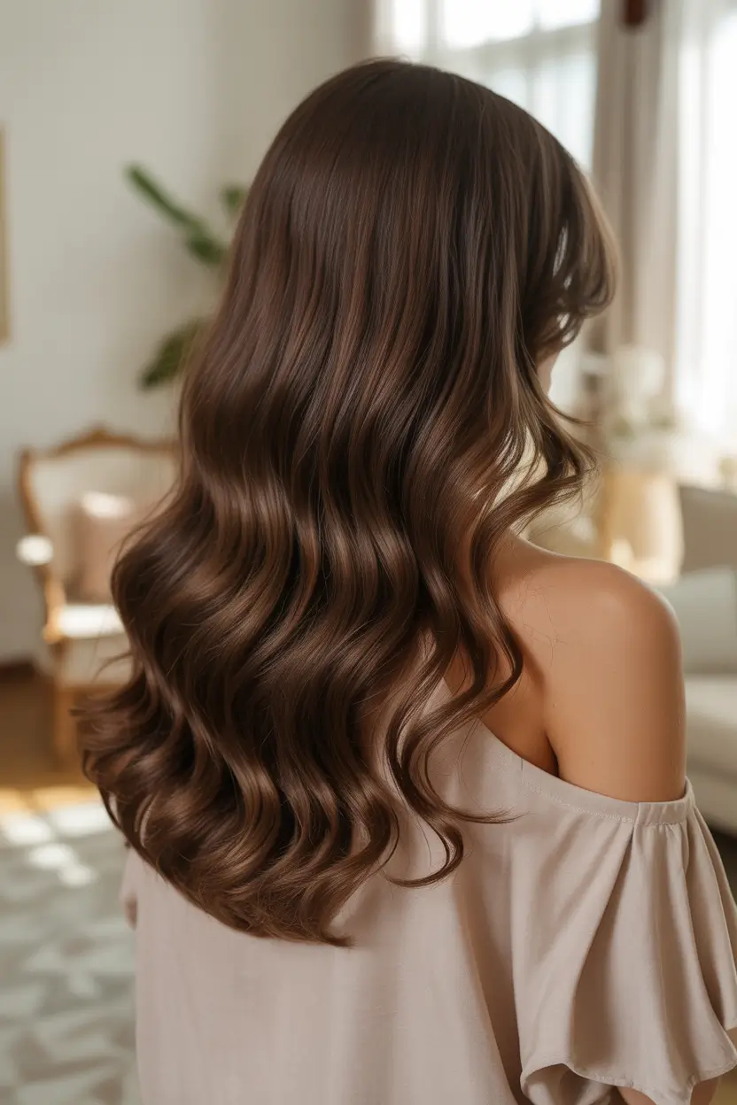 dark brown fall hair colors Romantic Mocha with Luxurious Flow
