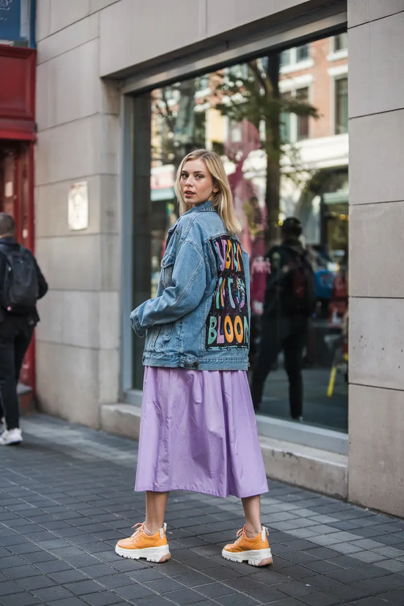 early fall outfits Urban Bloom: Sporty Meets Statement