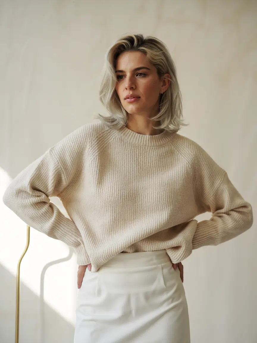 early fall outfits Creamy Sweater Weather