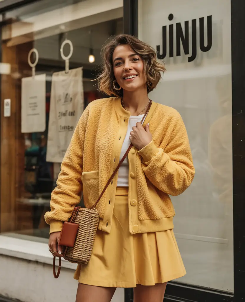 early fall outfits Lemon Zest: Bold Brights for Early Fall