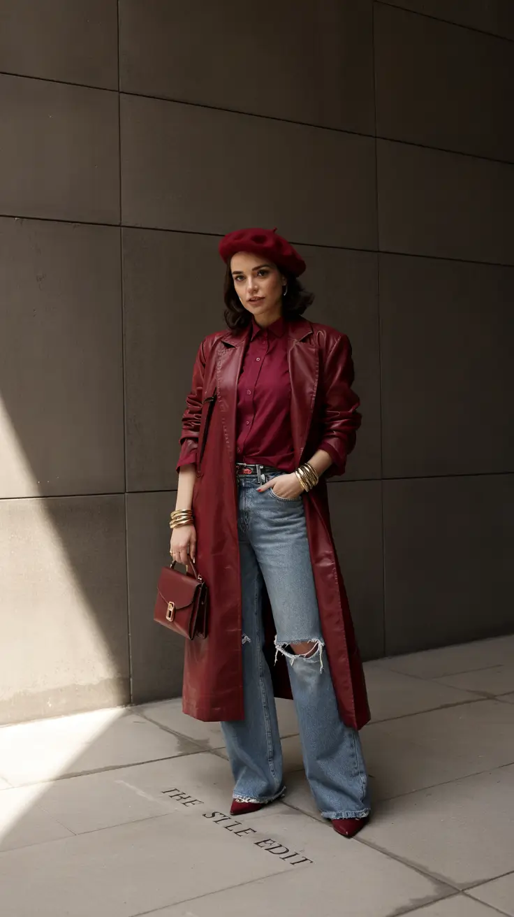 early fall outfits Burgundy Drama in Motion