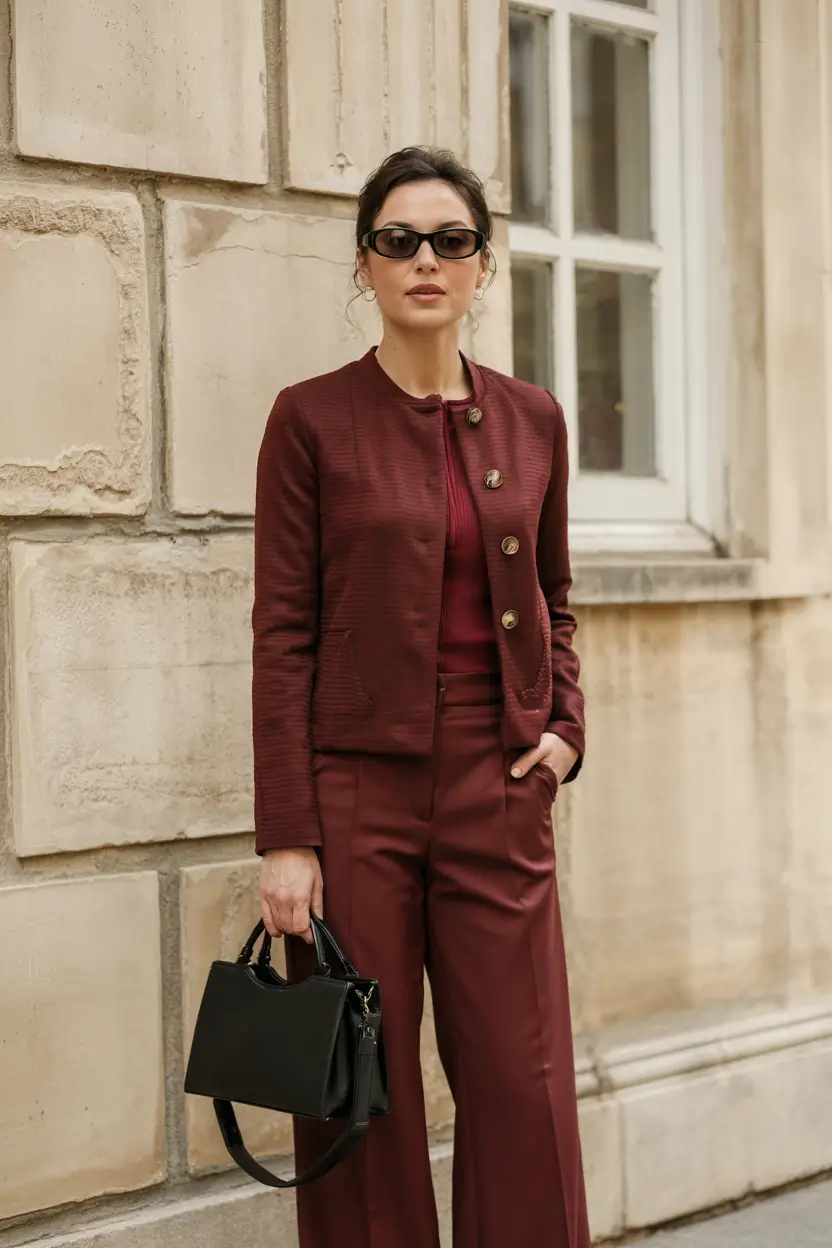 early fall outfits Garnet Tailoring for the Bold Boss