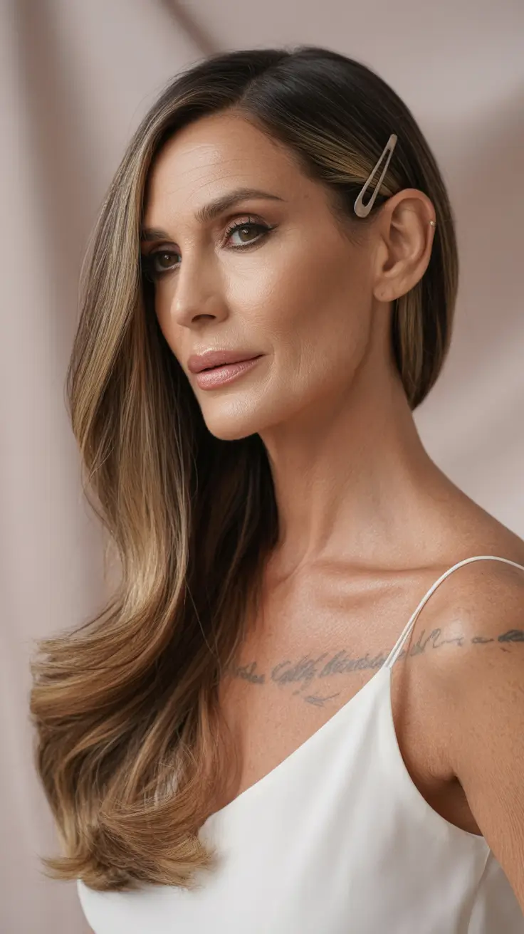 Fall haircuts for women over 60 Polished Caramel Length With Slide Clip