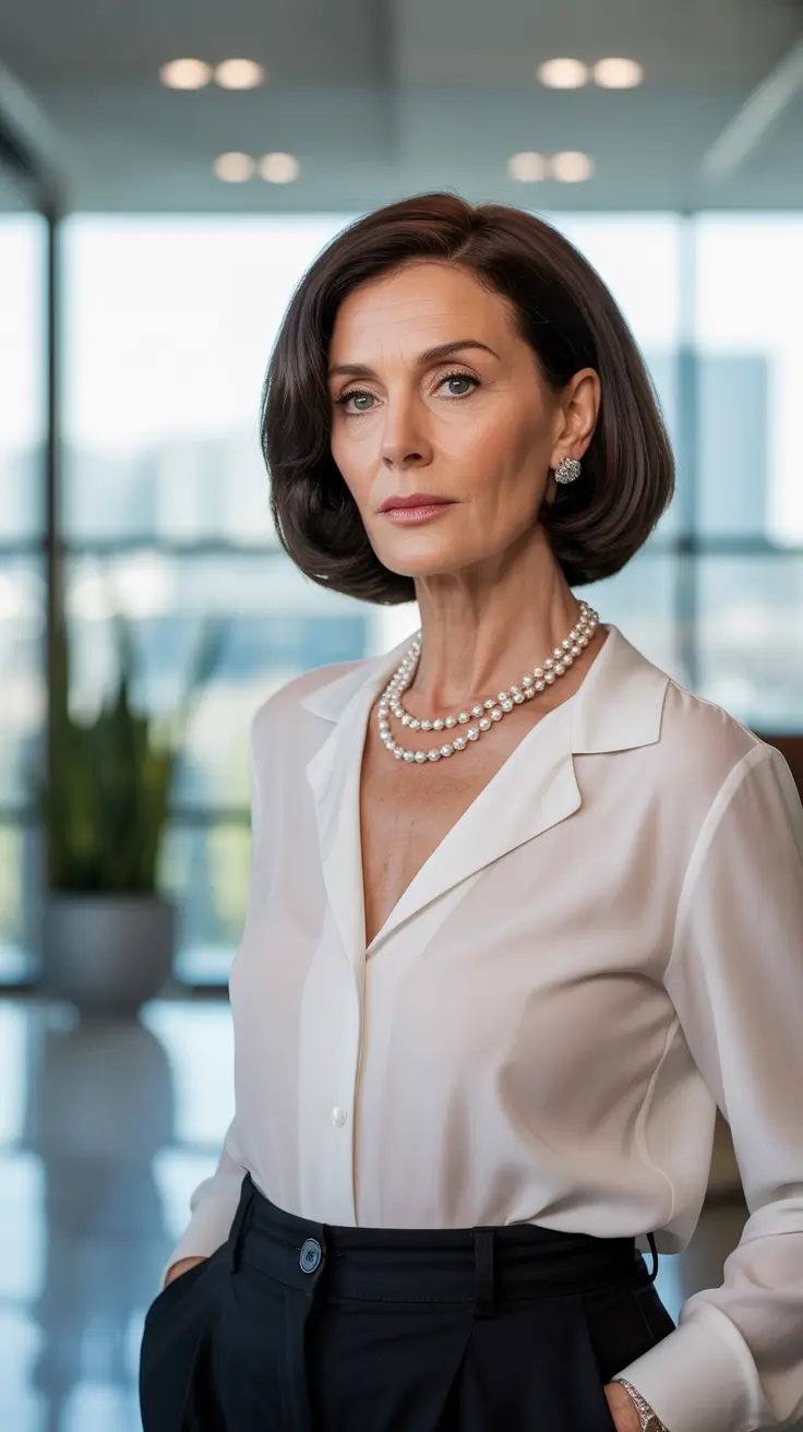 Fall haircuts for women over 60 Boardroom-Ready Rounded Bob