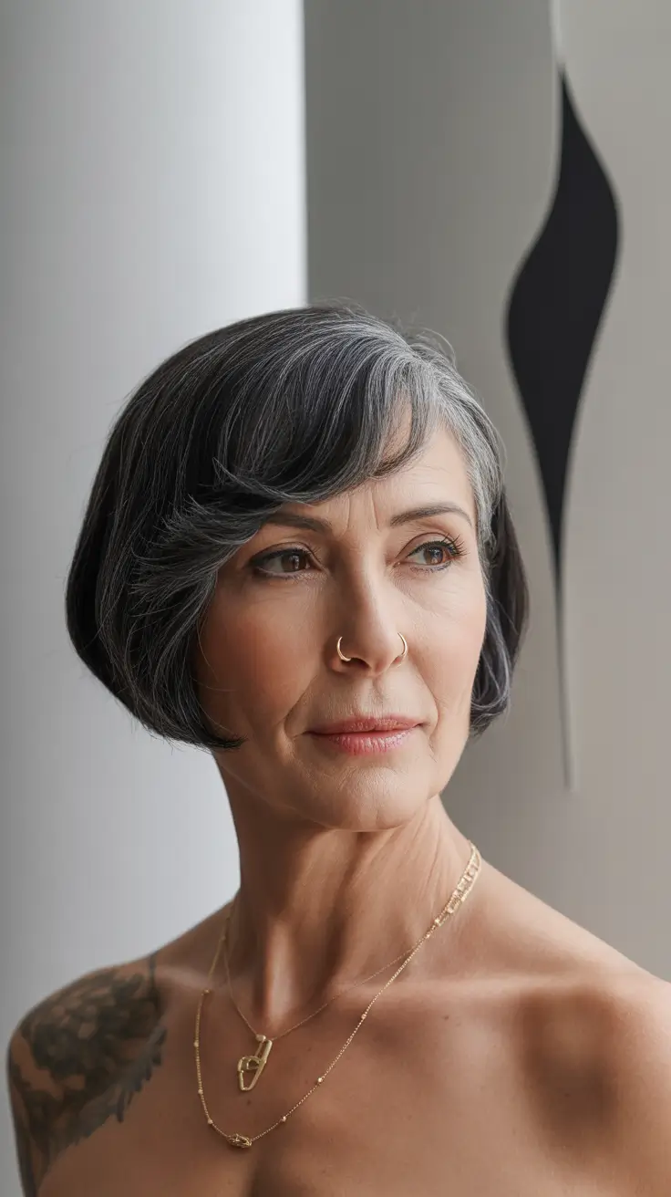 Fall haircuts for women over 60 The Modern Sculpted French Bob