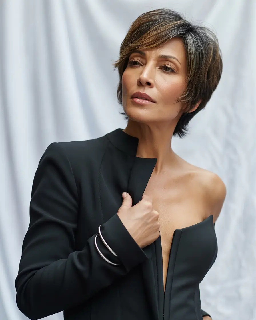 Fall haircuts for women over 60 Precision Pixie with Razor Edges