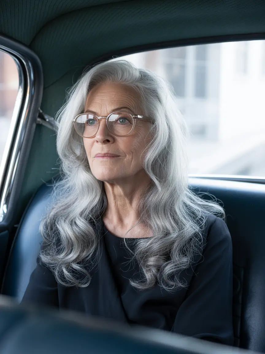 Fall haircuts for women over 60 Long Silver Layers With Grace