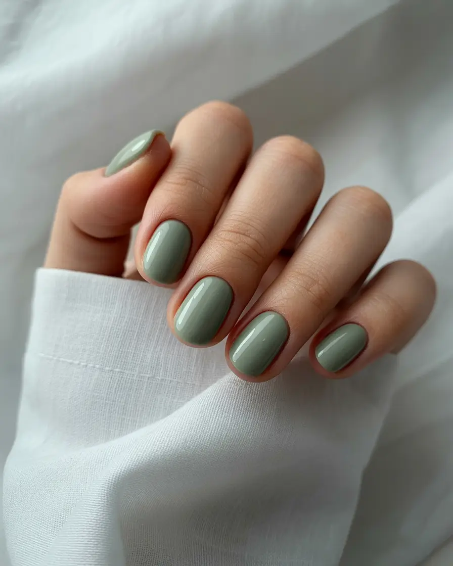 Fall 2025 Acrylic Nail Ideas - Sage Green Serenity