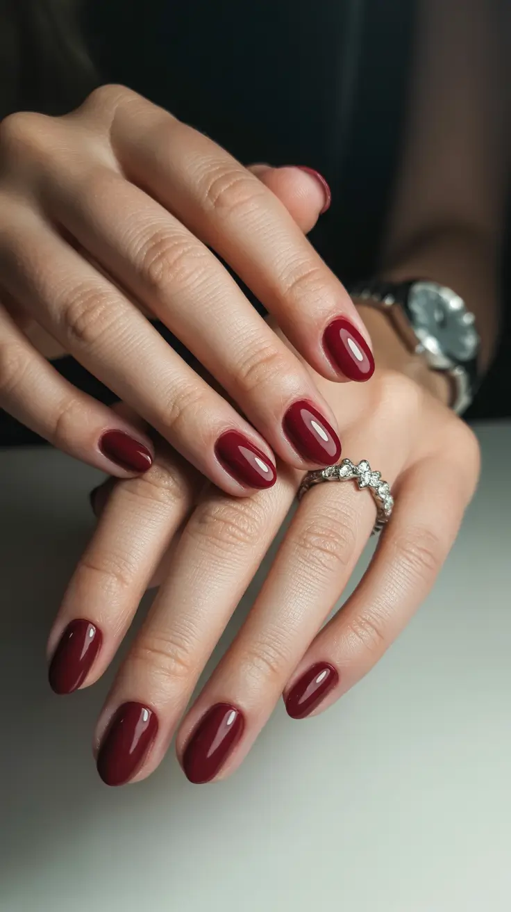 Fall 2025 Acrylic Nail Ideas - Classic Merlot Elegance