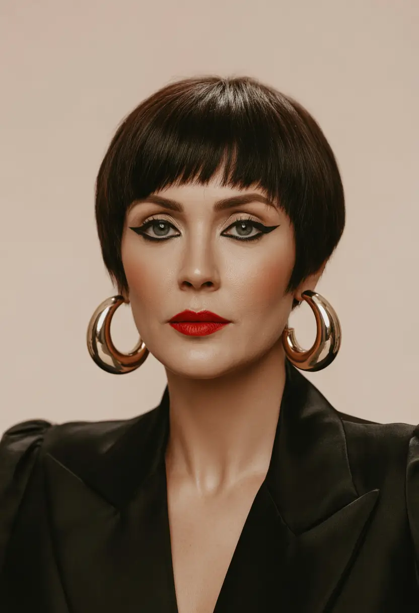 Fall hair color for women over 50+Chic Micro Pixie with Sculpted Bangs