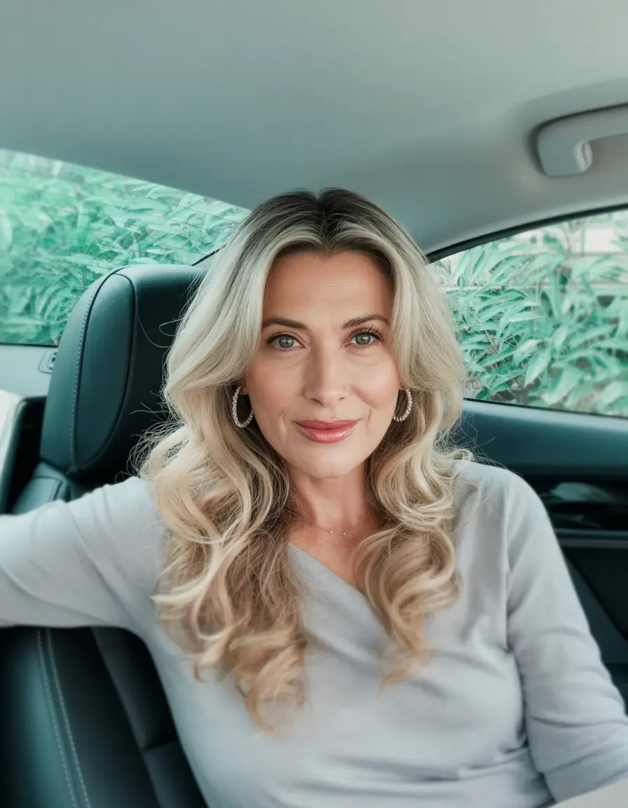 Fall hair color for women over 50+Neutral-to-Cool Blonde with Defined Curls