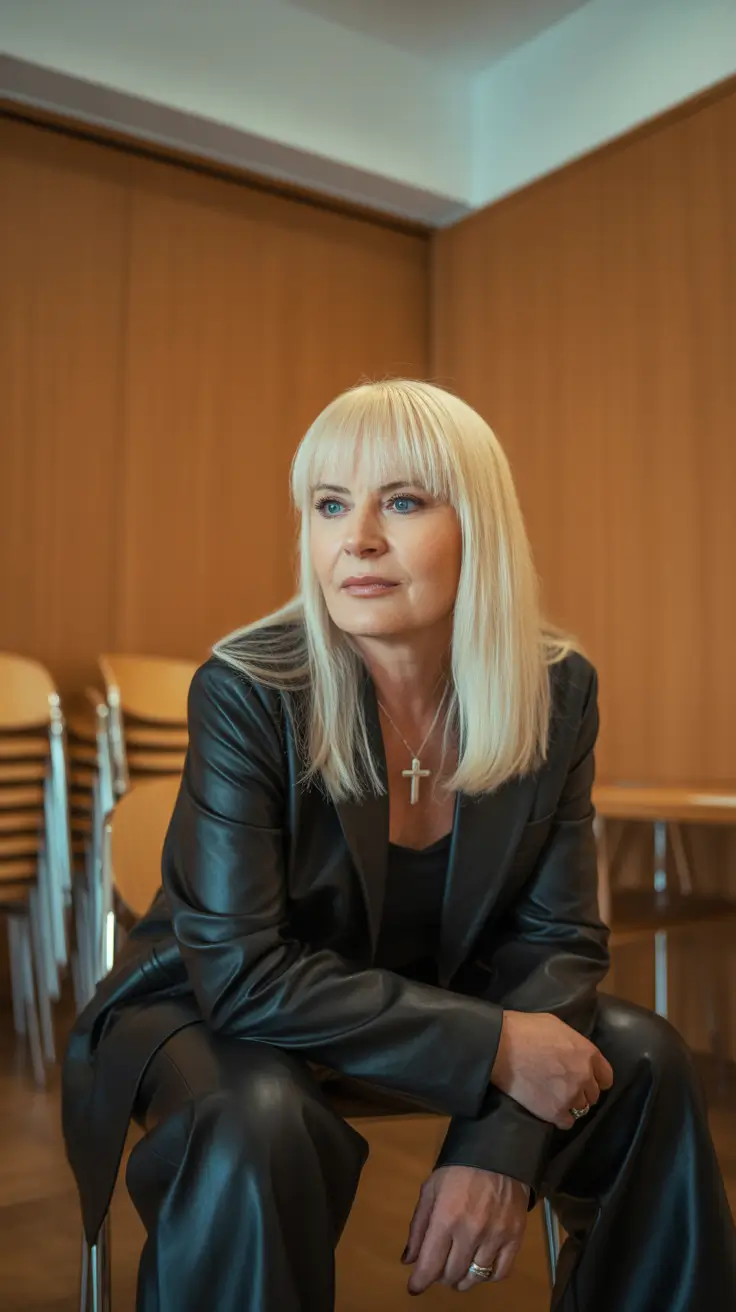 Fall hair color for women over 60 - Ice Blonde Fringe With Rock ’n’ Roll Precision