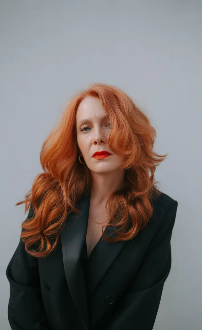 Fall hair color for women over 60 Ginger Brown Layers with Bold Red Tones